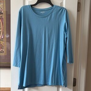 Lands' End Women's Long Sleeve Blue Tee